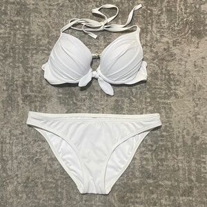 White Victory Secret Bikini Set, push up top and Classic Bottom size 32B & Small